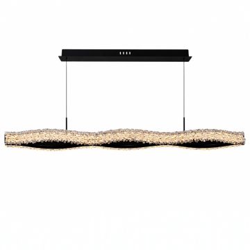 AQUA WAVE – Луксозен линеен LED полилей за трапезария, черен, 130 см, 90W, 3000K