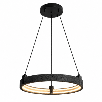 Дизайнерски LED полилей RING TRAVERTINE 59 – 32W, 3000K, черен травертин