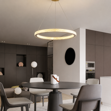 Луксозен LED полилей LUMIÈRE RING – злато, Ø60 см, 48W, 3000K