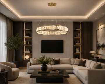 Луксозен LED полилей CRYSTAL CROWN – злато и кристали, Ø60 см, 24W, 3000K
