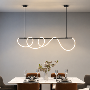LED полилей INFINITY WAVE – 110 см светлинна скулптура в черно