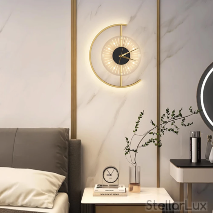 LED дизайнерски стенен часовник Stellar Lux CHRONOS – Злато/Черно, 3000K