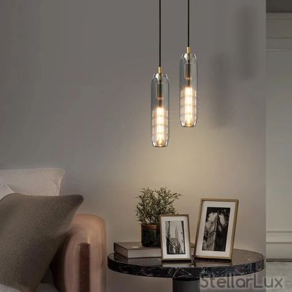 Пендел Stellar Lux Crystal Tube – Злато/Черно, E14, 30×6 см