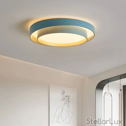 Sky Halo LED – Син дизайнерски плафон Ø500 мм | Метал и PC
