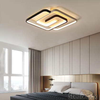 Infinity LED – Модерен черно/бял плафон | 550 × 550 мм | Метал и силикон