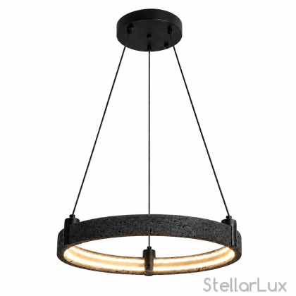 Дизайнерски LED полилей RING TRAVERTINE 59 – 32W, 3000K, черен травертин