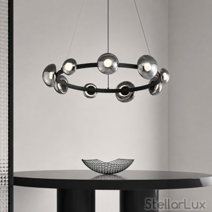 Дизайнерски LED полилей ORBIT SMOKE 68 – 27W, 3000K, опушено стъкло, черен