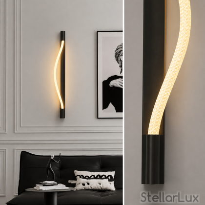 Дизайнерски LED аплик LUMINA WAVE – черен, 60 см, 3000K