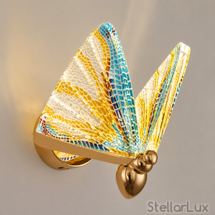 Дизайнерски LED аплик AURELIA BUTTERFLY – цветна пеперуда в злато, 4W, 3000K, H240 мм