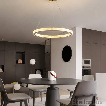 Луксозен LED полилей LUMIÈRE RING – злато, Ø60 см, 48W, 3000K