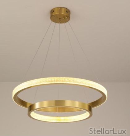 Дизайнерски LED полилей AURELIA DUO – злато, Ø60 + Ø40 см, 42W, 3000K
