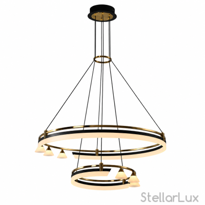 LED полилей AURELION – Ø800 + Ø400 мм, 85W, 6375 lm, черно и златно