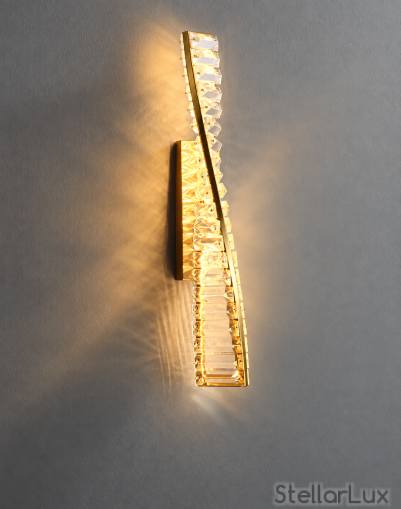 LED аплик ÉCLAT CRYSTAL – злато и кристали, 50 см, 18W, 3000K