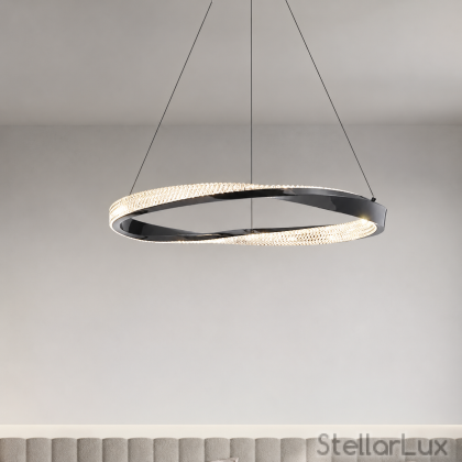 LED полилей AURELIS CRYSTAL – черен кристален ринг, Ø60 см, 36W, 3000K