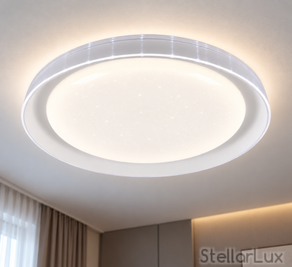 AURA SKY – LED плафон с ефект „звездно небе“ и 3 цветни температури | 33W, Ø53 см