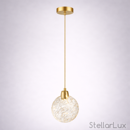 Луксозен LED Пендел Ligero – Златен Акцент с Релефно Стъкло (D150mm, 3000K)