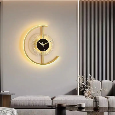 LED дизайнерски стенен часовник Stellar Lux CHRONOS – Злато/Черно, 3000K
