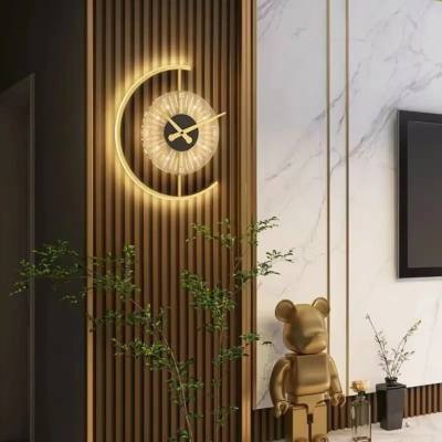 LED дизайнерски стенен часовник Stellar Lux CHRONOS – Злато/Черно, 3000K