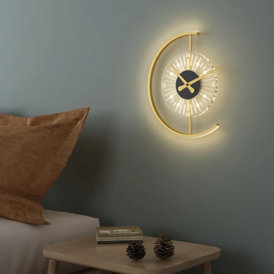 LED дизайнерски стенен часовник Stellar Lux CHRONOS – Злато/Черно, 3000K