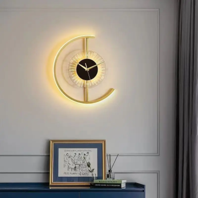 LED дизайнерски стенен часовник Stellar Lux CHRONOS – Злато/Черно, 3000K
