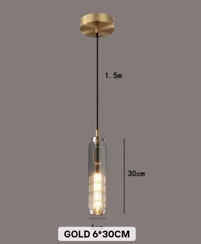 Пендел Stellar Lux Crystal Tube – Злато/Черно, E14, 30×6 см