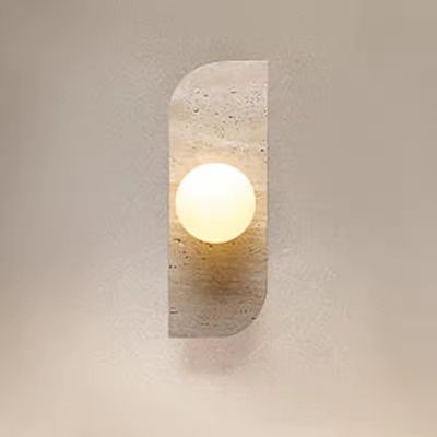 LUNA TRAVERTINE – Дизайнерски аплик от естествен травертин с G9 крушка | Бежов | 18 см