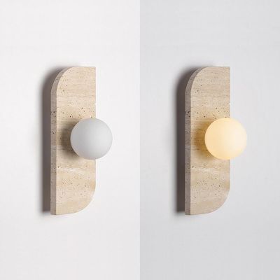 LUNA TRAVERTINE – Дизайнерски аплик от естествен травертин с G9 крушка | Бежов | 18 см
