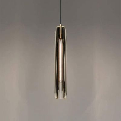 SMOKED ELEGANCE – Дизайнерски пендел от опушено стъкло със златни детайли за крушка E14