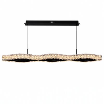 AQUA WAVE – Луксозен линеен LED полилей за трапезария, черен, 130 см, 90W, 3000K