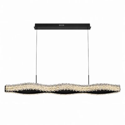 AQUA WAVE – Луксозен линеен LED полилей за трапезария, черен, 130 см, 90W, 3000K