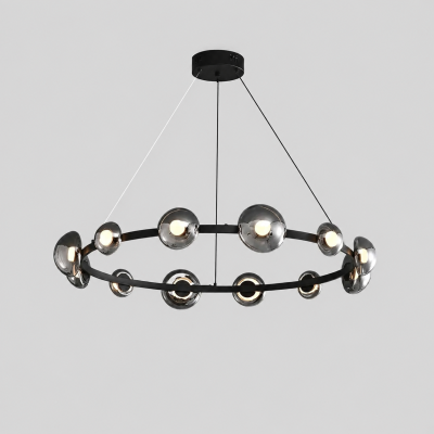 Дизайнерски LED полилей ORBIT SMOKE 68 – 27W, 3000K, опушено стъкло, черен