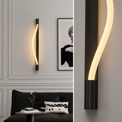Дизайнерски LED аплик LUMINA WAVE – черен, 60 см, 3000K