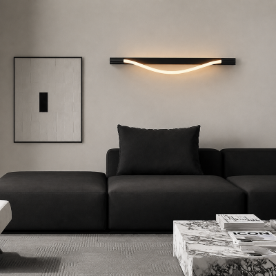 Дизайнерски LED аплик LUMINA WAVE – черен, 60 см, 3000K