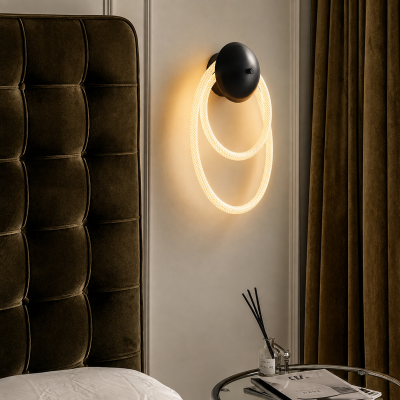 Дизайнерски LED аплик AURA LOOP – черен, 300×470 мм, 3000K