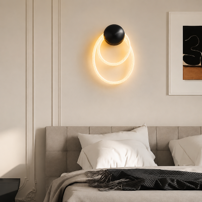 Дизайнерски LED аплик AURA LOOP – черен, 300×470 мм, 3000K