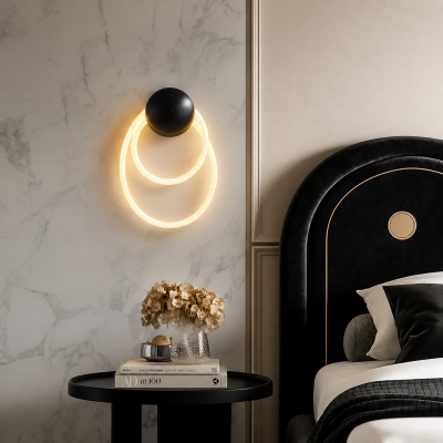 Дизайнерски LED аплик AURA LOOP – черен, 300×470 мм, 3000K