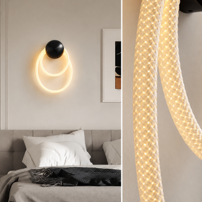 Дизайнерски LED аплик AURA LOOP – черен, 300×470 мм, 3000K