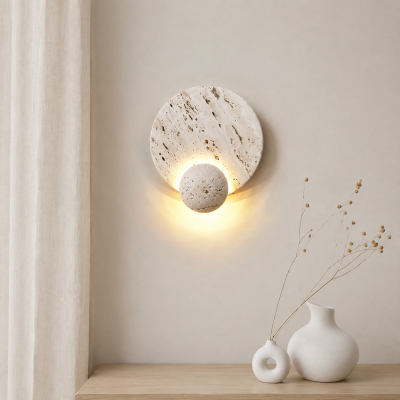 Дизайнерски LED аплик LUNARA TRAVERTINE – естествен травертин, 5W, 3000K