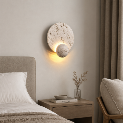 Дизайнерски LED аплик LUNARA TRAVERTINE – естествен травертин, 5W, 3000K