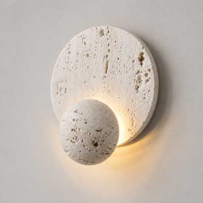 Дизайнерски LED аплик LUNARA TRAVERTINE – естествен травертин, 5W, 3000K