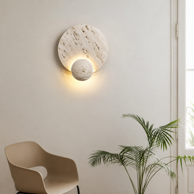 Дизайнерски LED аплик LUNARA TRAVERTINE – естествен травертин, 5W, 3000K