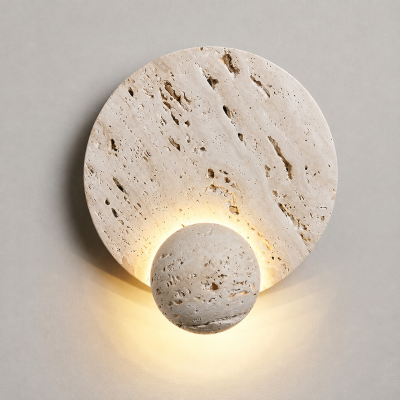 Дизайнерски LED аплик LUNARA TRAVERTINE – естествен травертин, 5W, 3000K