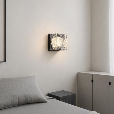 LED аплик CRYSTAL ICE – релефно стъкло и черен метал, 6W, 3000K, 120 мм