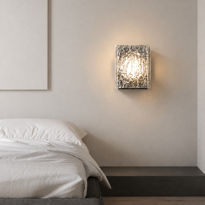 LED аплик CRYSTAL ICE – релефно стъкло и черен метал, 6W, 3000K, 120 мм