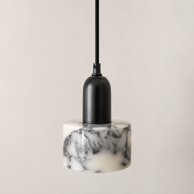 Пендел NERO CARRARA – естествен мрамор Carrara, черен метал, E27, Ø120 мм
