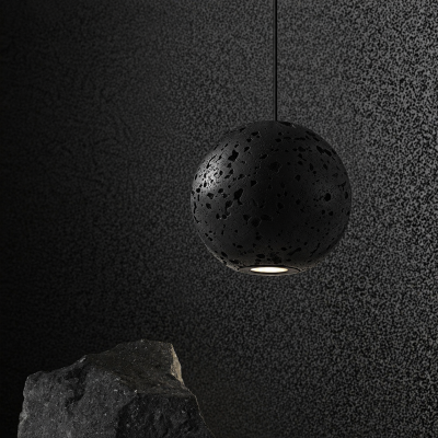 Пендел NOIR SPHERE – черен травертин, Ø110 мм, GU10