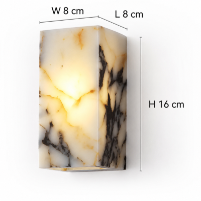 Дизайнерски аплик ALABASTER VEIL – естествен мрамор, 2×G4, 80×80×160 мм