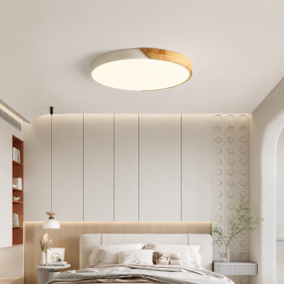 LED плафон NORDIC HALO – естествено дърво и бяло, 33W, Ø500 мм, 3 цветни температури
