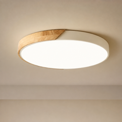 LED плафон NORDIC HALO – естествено дърво и бяло, 33W, Ø500 мм, 3 цветни температури