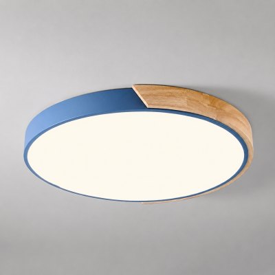 LED плафон NORDIC SKY – синьо и естествено дърво, 33W, Ø500 мм, 3 цветни температури